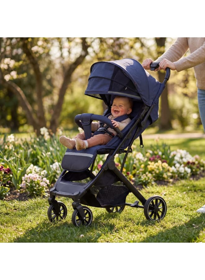 Popypapa cabin size travel stroller with trolley handle, blue — main view