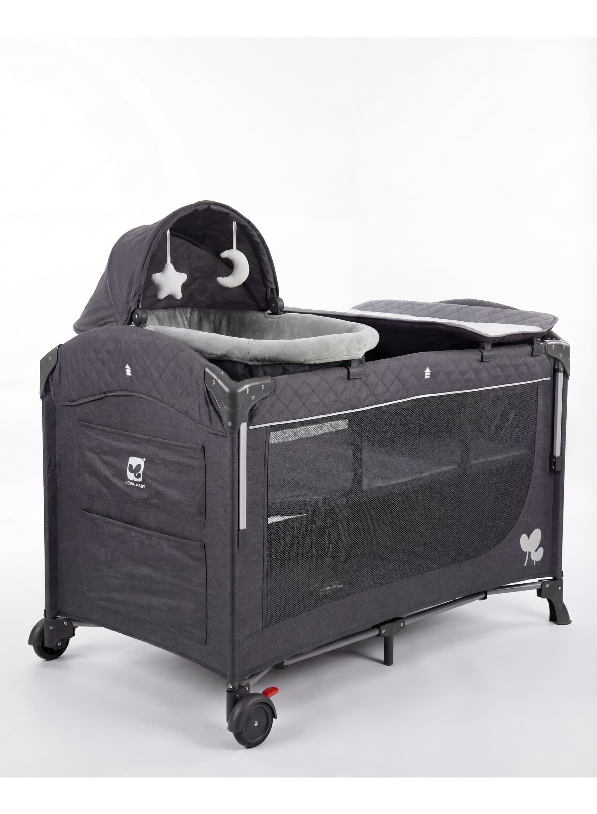 Cool Baby 4-in-1 foldable travel crib KDD11 dark grey — main view