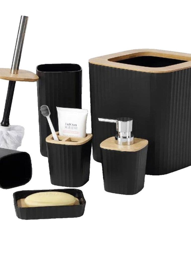 6-Piece Bathroom Accessories and Organizer Set - Black