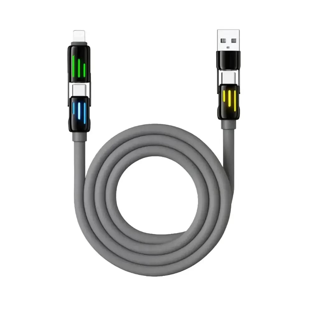 Infinix X25 fast 4-in-1 charging cable, 240W, black, with multiple connector types