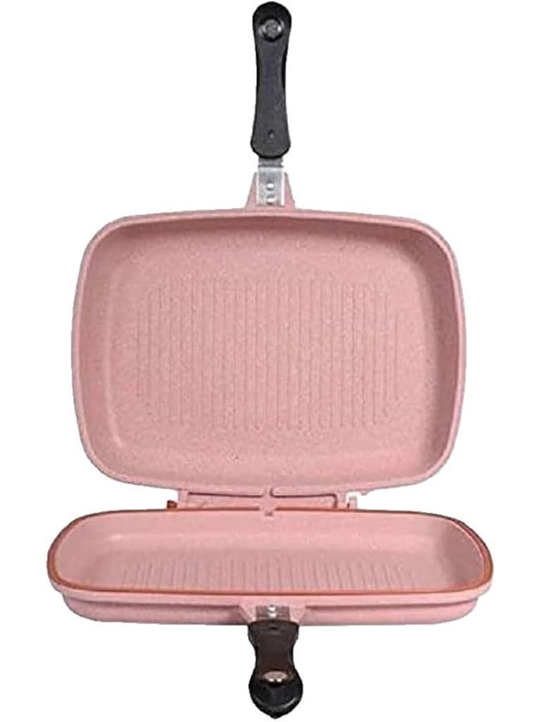 Double-Sided Grill Pan with Non-Stick Surface, 36 cm, gray (pink)
