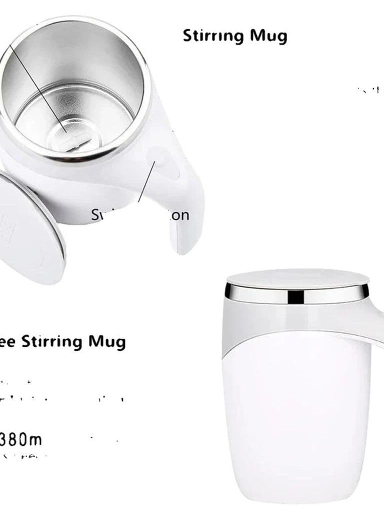 Electric Self Stirring Coffee Mug Rotating Mixing Stainless Steel Cup Grey 380ml