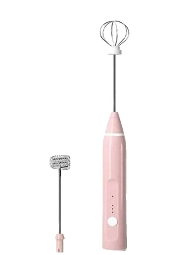 FALMER USB Electric Milk Frother and Coffee Mixer with 3 Adjustable Speeds Pink Portable Handheld