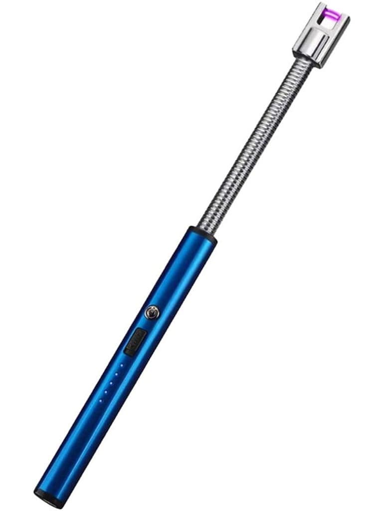 Generic Arched Electric Plasma Lighter USB Rechargeable Windproof Flameless Blue for Candles BBQ and Fireworks