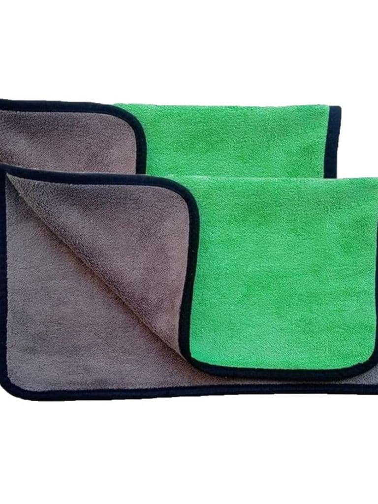 Generic Microfiber Car Cleaning Cloth High Absorbency Dust Attracting Polyamide Green and Grey 30x40 cm Small Size