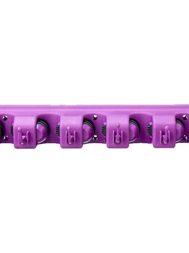 Generic Plastic 5-Slot Broom and Mop Holder Wall Mounted Organizer Purple and Black 40.5x6x9cm