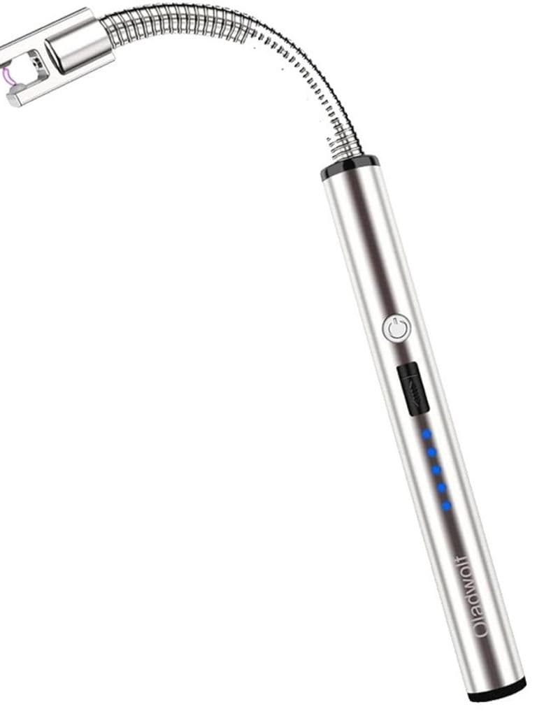 Generic Rechargeable USB Electric Plasma Arc Lighter Long Flexible Neck Windproof Flameless Grey for Candles Kitchen