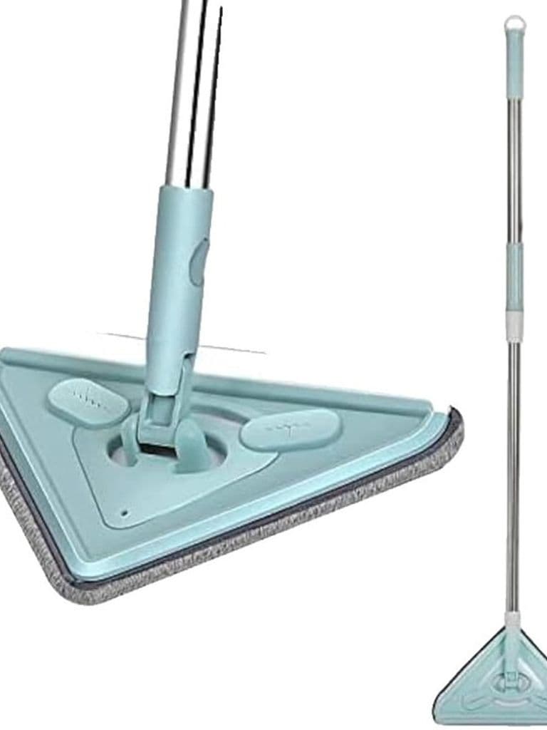 Generic Replacement Flat Triangular Squeegee Mop with Long Handle and 360 Rotation Pistachio Green for Home