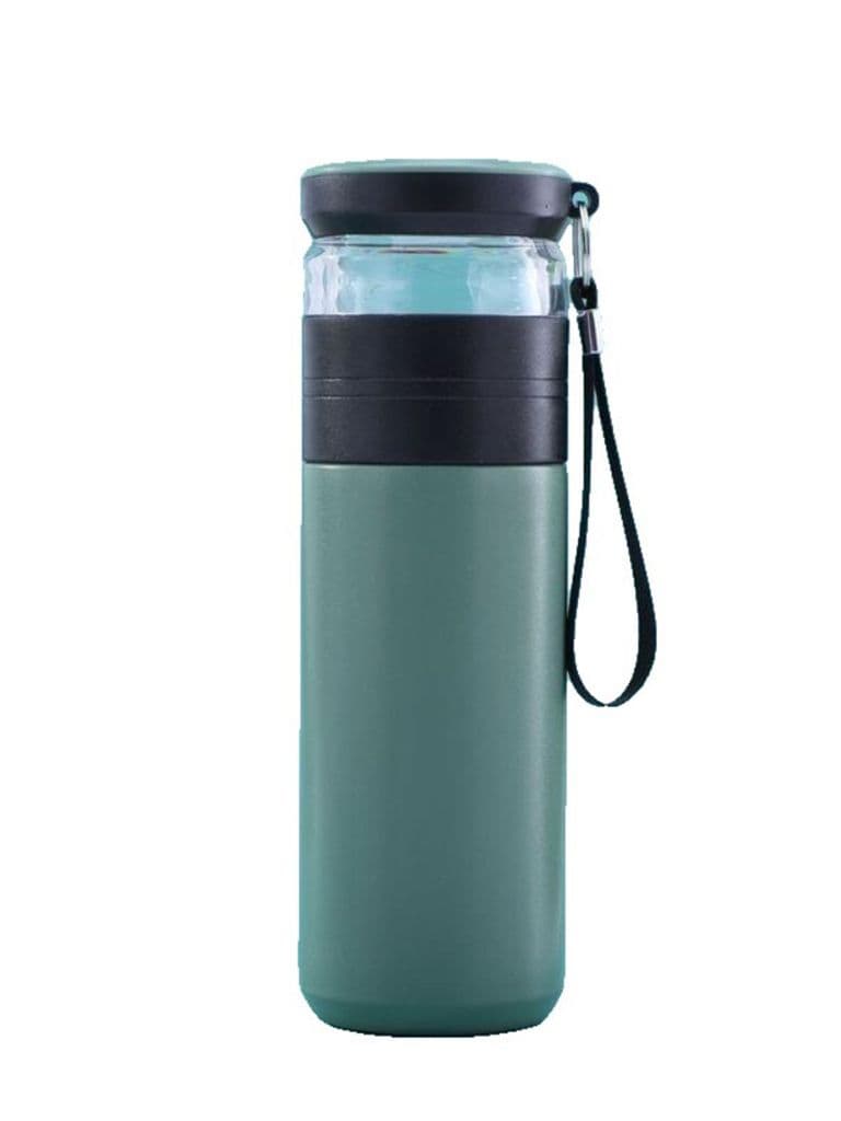 Generic Thermal Herbal Tea Mug with Built-in Stainless Steel Strainer Olive Green 500ml Insulated Drinkware
