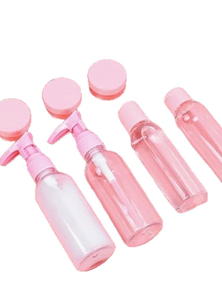 Generic Travel Size Empty Bottles Set with Pink Pump Dispensers Clear Plastic Containers for Toiletries 7Pieces