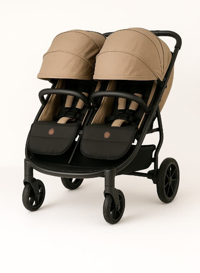 Kidilo LB100 twin baby stroller, khaki — main view