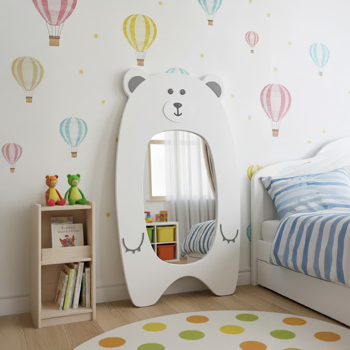 MDF Kids Mirror, 120x80 cm, white and grey — main view