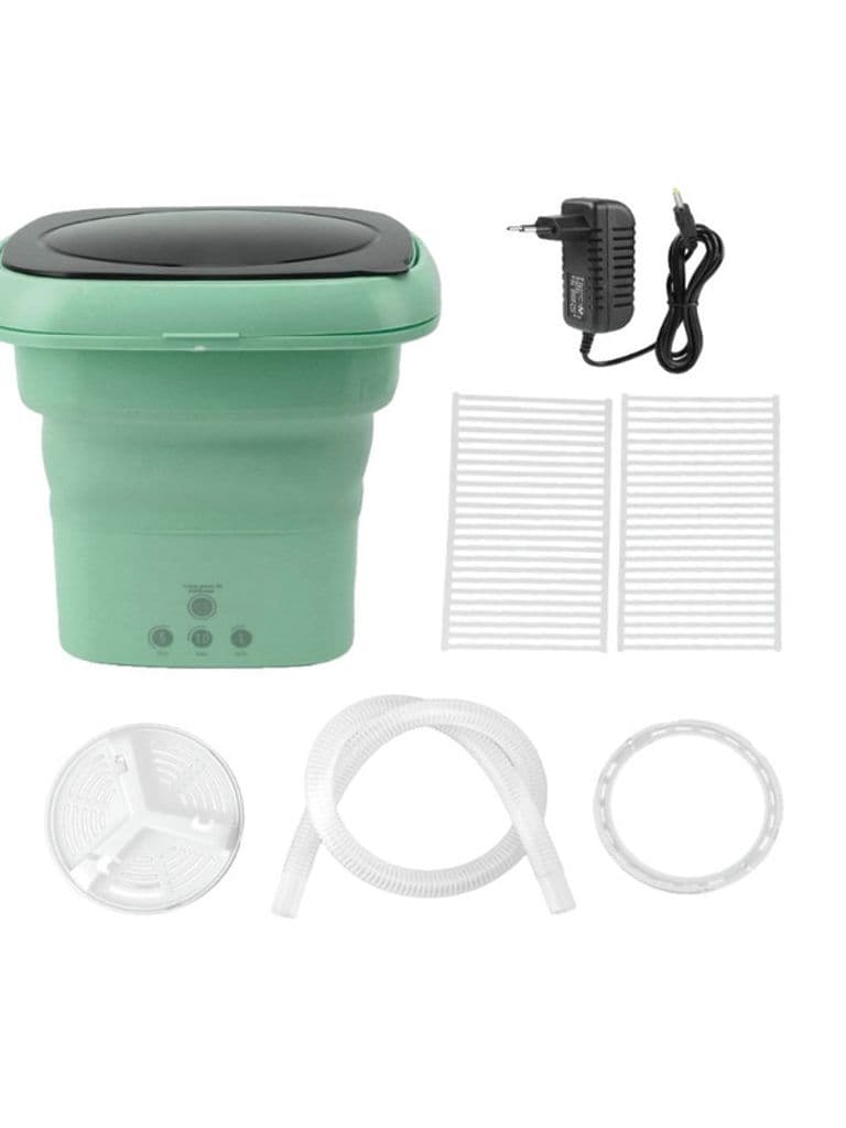 Portable Mini Automatic Foldable Washing Machine for Baby Clothes, Socks, Underwear, Small Items (Green)