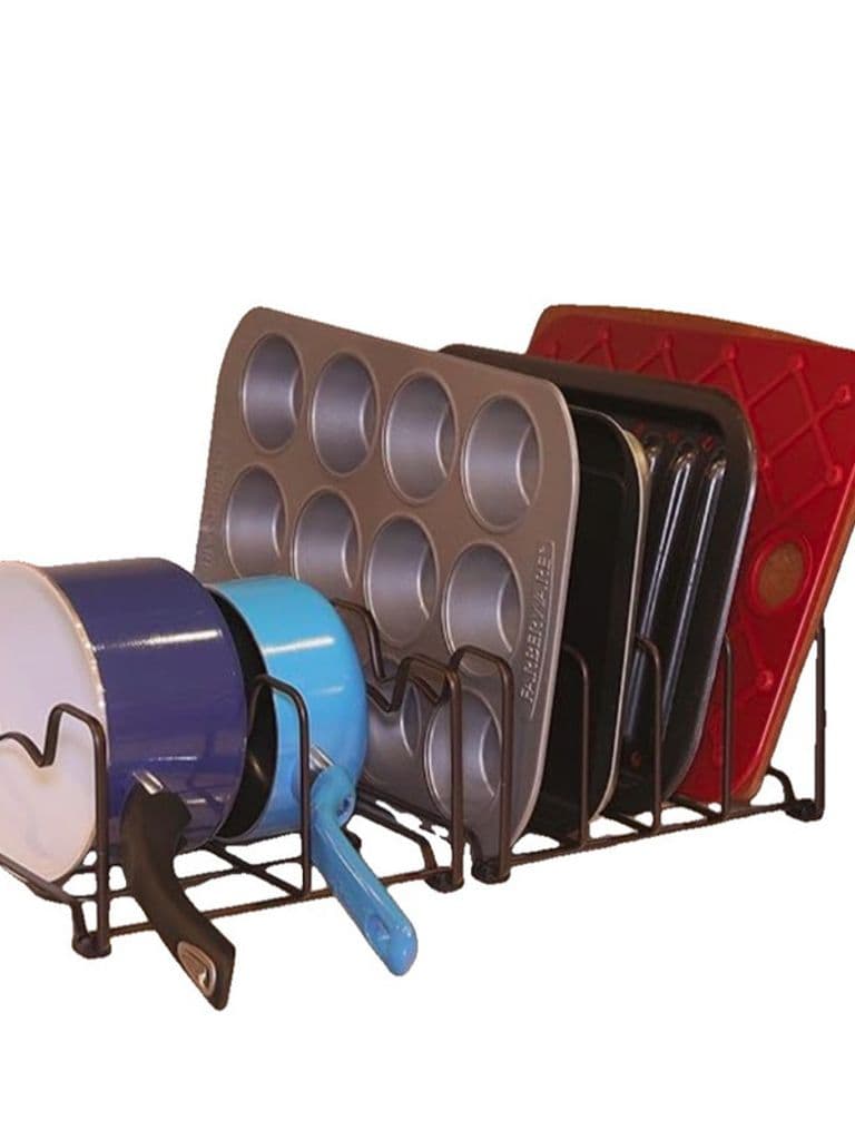 Pot and Pan Lids Organizer Kitchen Organizer and Tray Holder Organizer for Dish Rack, Sink, Cutting Boards, Pots, Pans, Serving Trays, Containers Reusable in Kitchen Cabinet 5 Comp