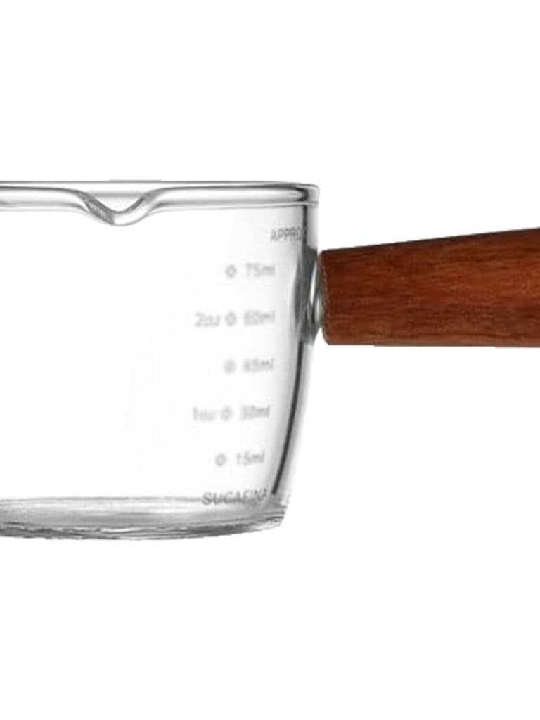 Small Milk Pitcher for Coffee and Milk with Wooden Handle with Pointed Hole, Milk Pitcher
